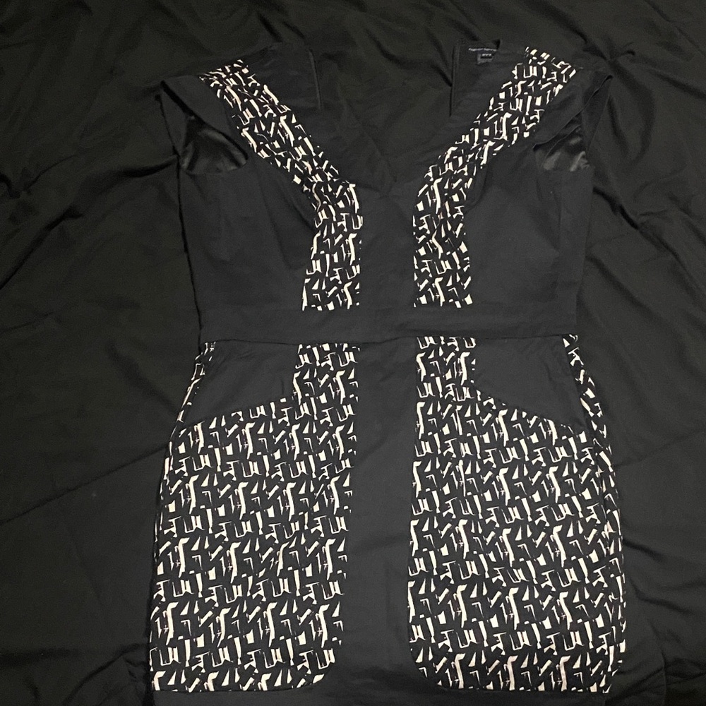 French Connection Black and White Geometric Mini Dress